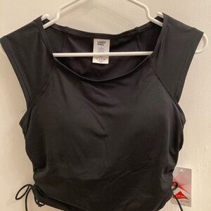 Lands End High Neck Bikini Tankini Swim Top Mid Length Size 8 NWT Black
